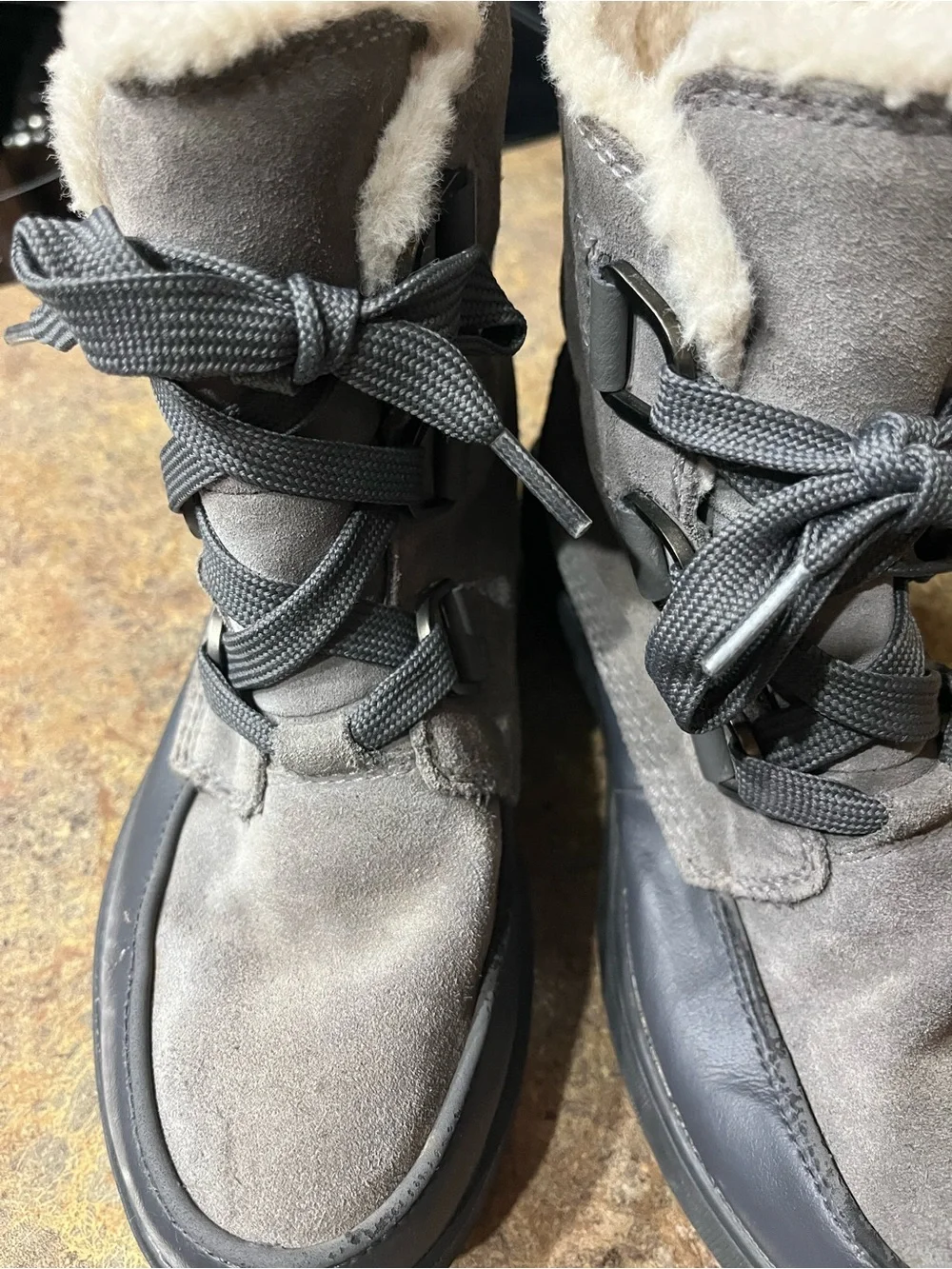 SOREL Tivoli IV Waterproof Boots Quarry Gray Suede Faux Fur US 7.5 Winter
